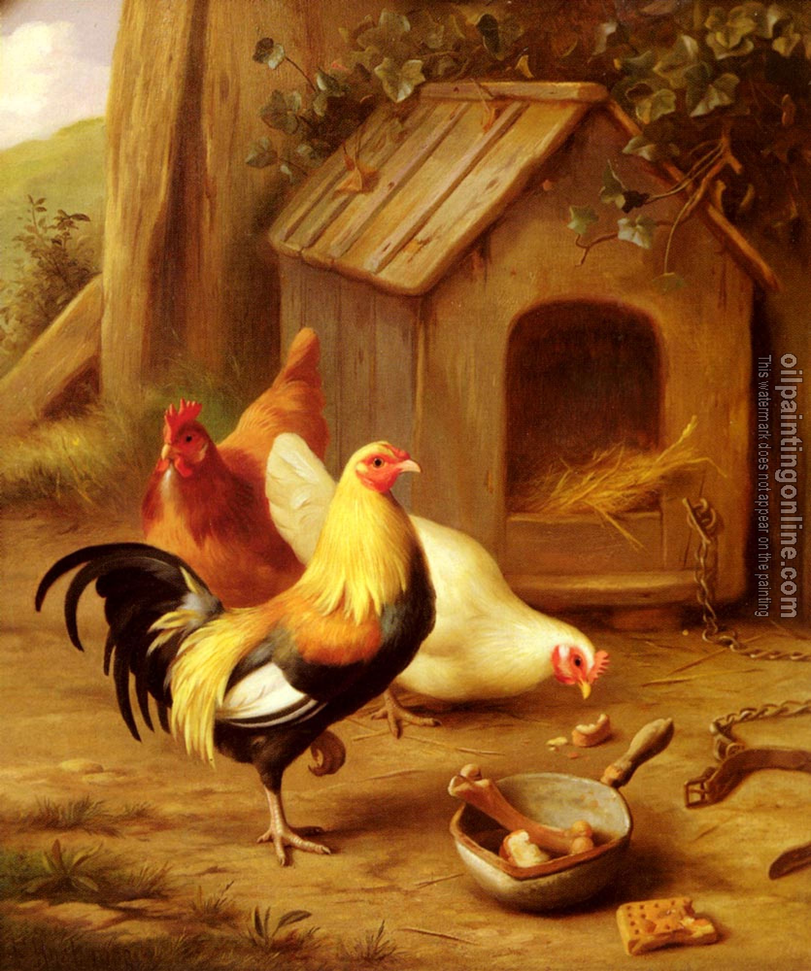 Edgar Hunt - Chickens Feeding